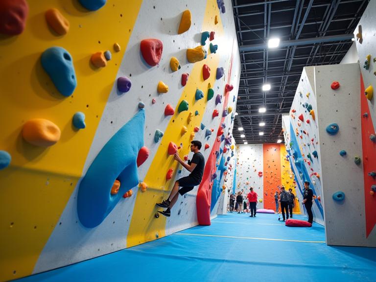 Ginásio de escalada indoor com equipamentos SerraVento